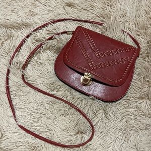 Dark brown faux leather crossbody bag